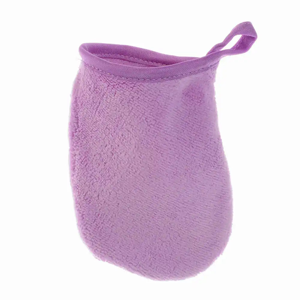 Многоразовая салфетка из микрофибры для лица, полотенце для лица, средство для снятия макияжа, очищающая перчатка, инструмент для красоты, полотенце для ухода за лицом, Прямая поставка, 13*10 см, 5 цветов - Цвет: Light Purple