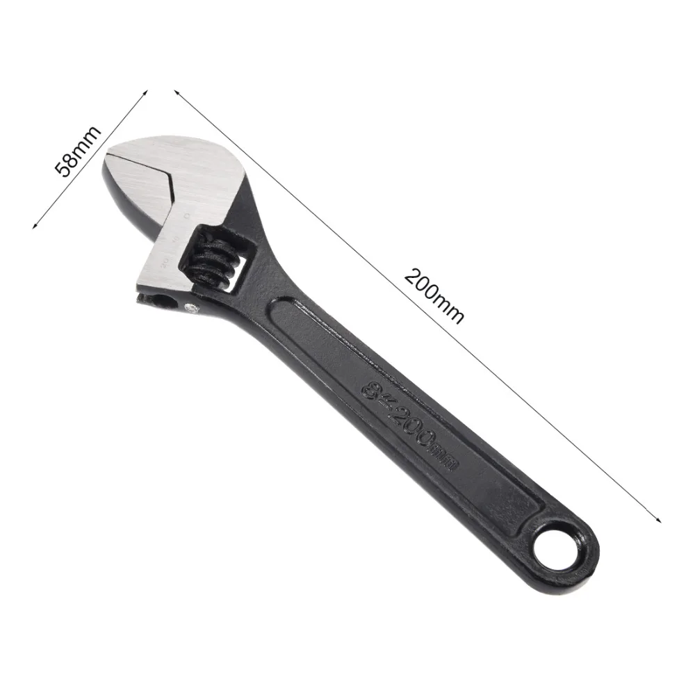 

Uxcell 1PCS High Carbon Steel 8/10-Inch Length 27/30mm Opening Adjustable Wrench Black Oxide Finish for Household Maintenance