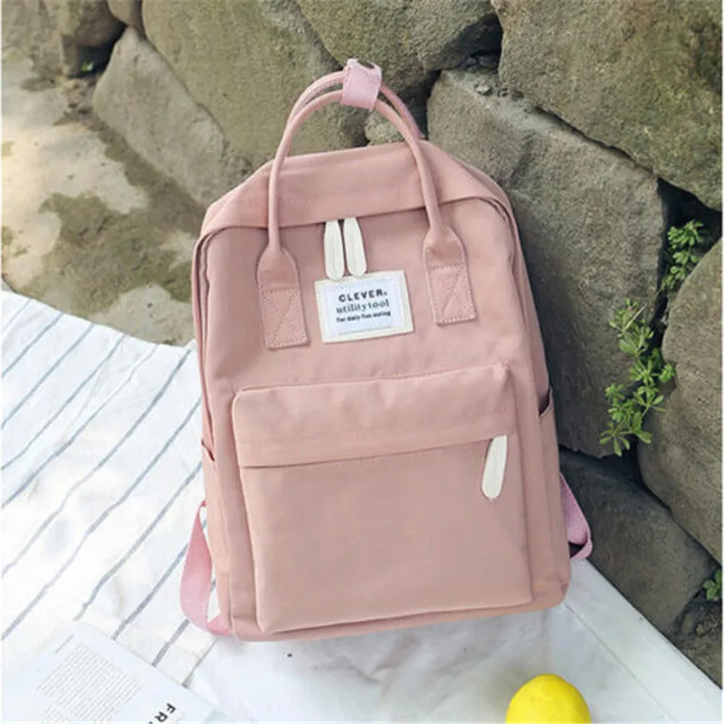 Женский Повседневный нейлоновый однотонный рюкзак на молнии для девочек, большой емкости, ноутбук, противоугонная дорожная школьная сумка, новая - Цвет: A