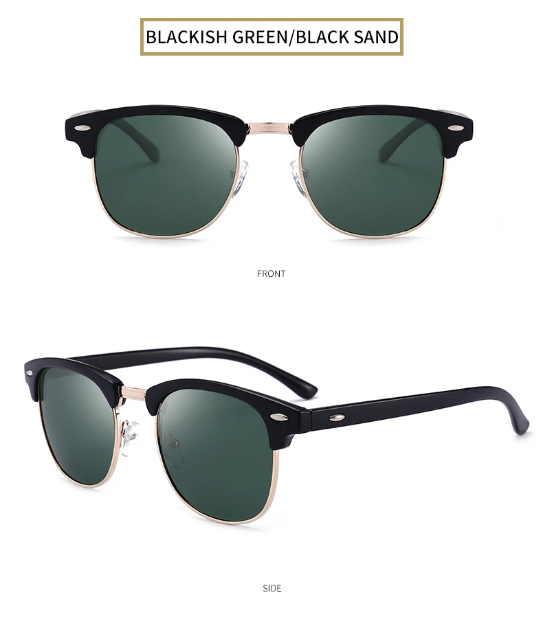 Новые поляризованные солнцезащитные очки, мужские солнцезащитные очки для вождения, классические ретро очки с полуоправой, модные солнцезащитные очки, мужские очки высокого качества, UV400