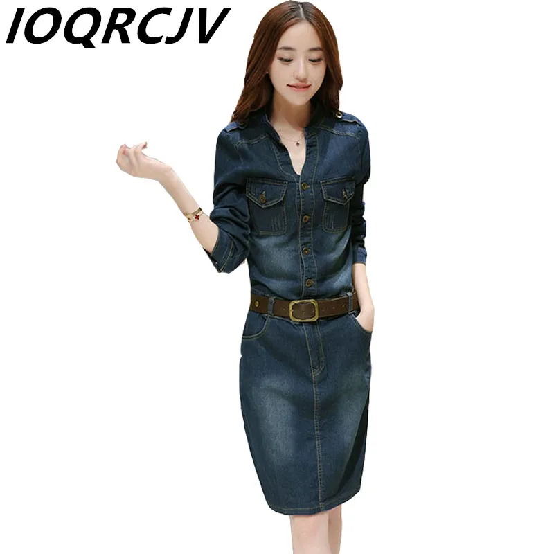

Women Casual Denim Dress Long Sleeve Single-Breasted Slim Big Hip Dresses Female Retro Sexy Jeans Ladies Dress Vestido 3XL