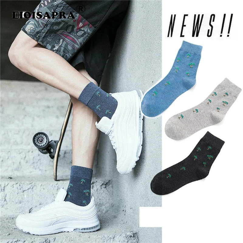 [EIOISAPRA] Harajuku Casual Jacquard Long Cotton Ankle Socks Crew Novelty Cool Hip-Hop Funny Socks For Men Short Wind Tube Socks