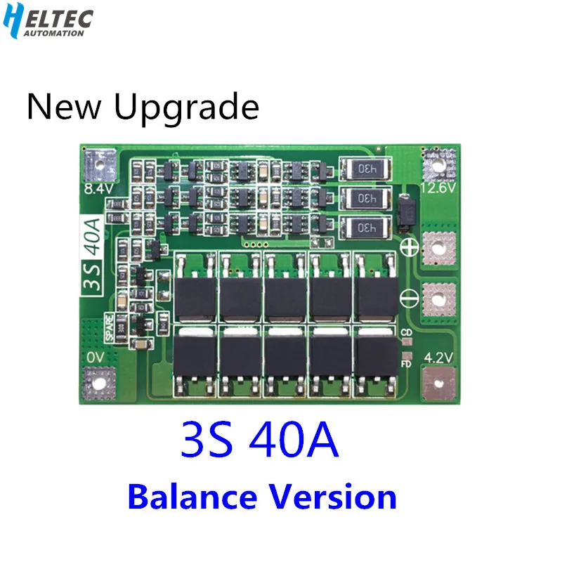 Защитная плата для литиевых батарей 3S 40A BMS 11 1 В 12 6 18650 со сбалансированной версией