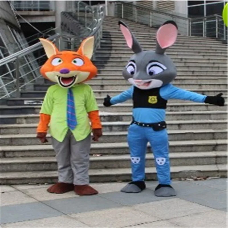 

Crazy City Animal Mascot Judy Hopp Rabbits And Nick Fox Mascot Costume for Halloween party event