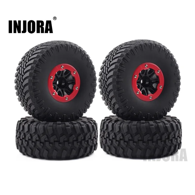 Best Price INJORA 2.2" 4PCS Wheel Rim Tires & Beadlock for 1/10 RC Crawler SCX10 AWraith 90056 90045 90031 RR10 90053