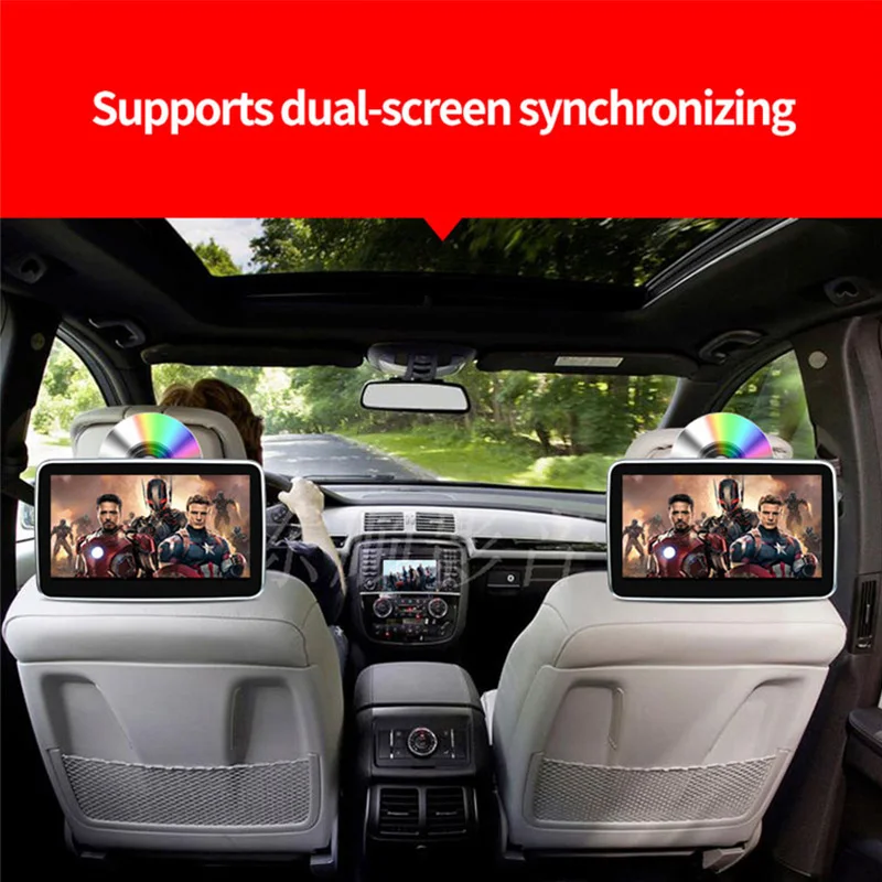  2PCS 10.1 inch Android 6.0 Car Headrest Monitor MP5 DVD Player HD 1080P Video Touch Screen With WIF