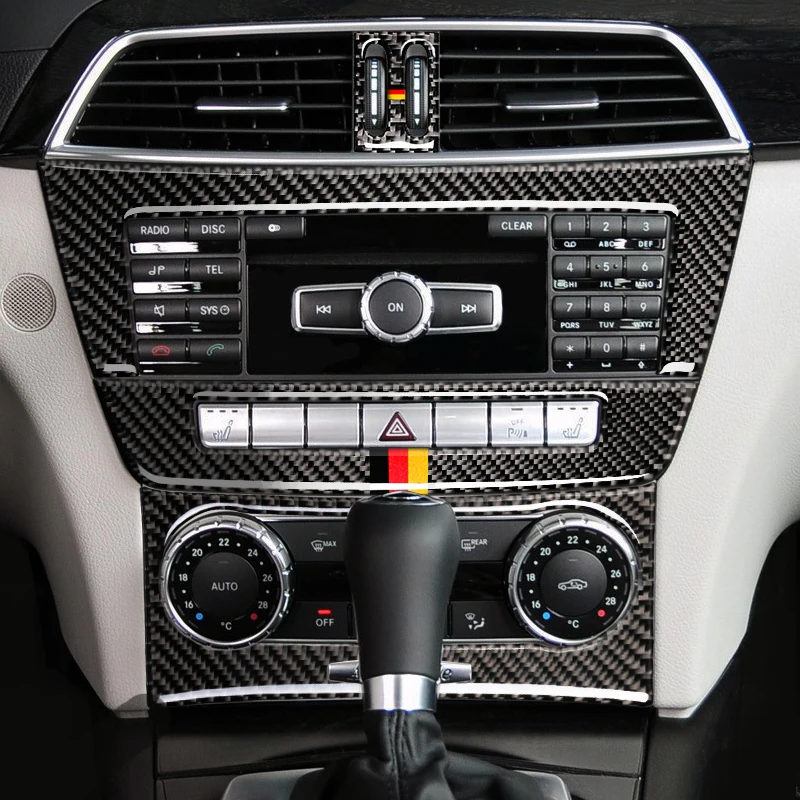Карбоновое волокно кондиционер CD панель украшение Накладка для Mercedes Benz C Class W204 2010-2013 Автомобиль Стайлинг интерьер