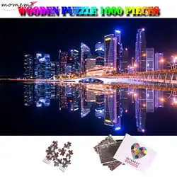 MOMEMO Сингапур ночной вид индивидуальные 1000 штук головоломка деревянный красивый городской пейзаж головоломки высокой четкости головоломки