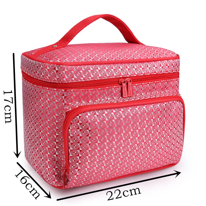 Ladies Fashion Portable Makeup Double Zipper Special Purpose Big Pocket Nylon Box Bags For Travel Cosmetic Storage Cases Product