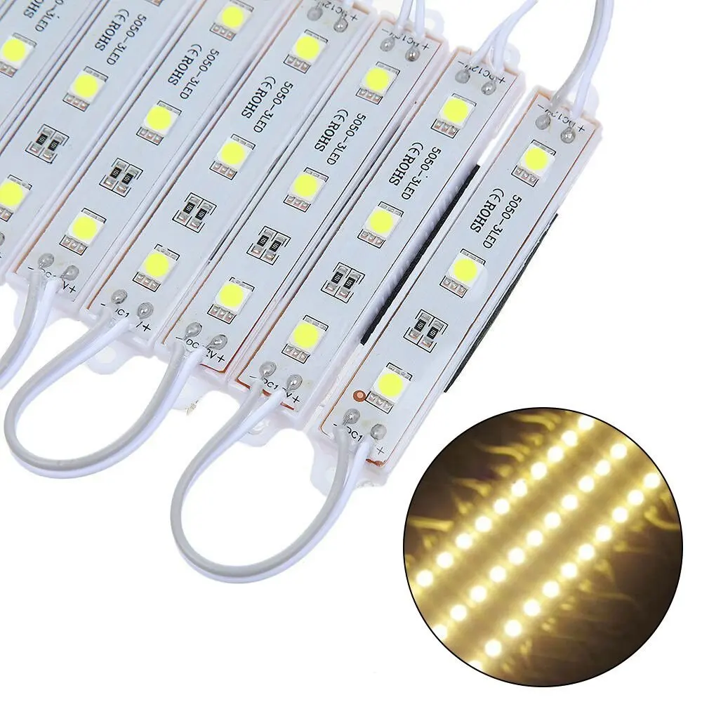 20 шт 3LED Модуль SMD 5050 теплый белый/красный/зеленый/синий/RGB/желтый 12 В дизайн знака