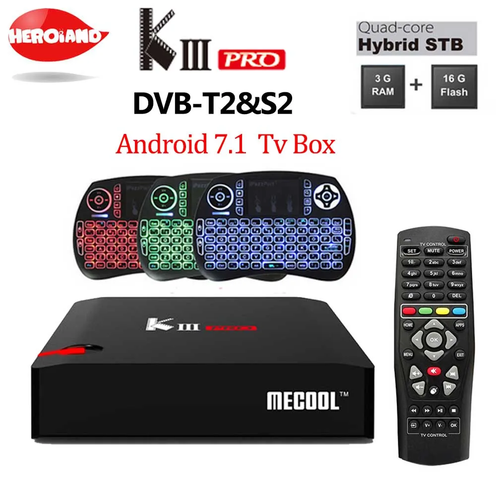 

MECOOL KIII PRO TV Box Amlogic S912 S2 T2 DVB Octa Core Smart Android 7.1 3G 16G Dual Band WiFi 1000M Media Player set top box