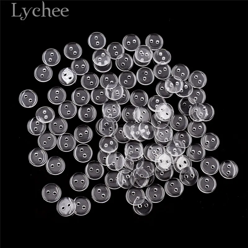

Lychee 100pcs Clear 2 Holes 4 Holes Buttons Transparent Round Button DIY Sewing Supplies Accessories For Garments