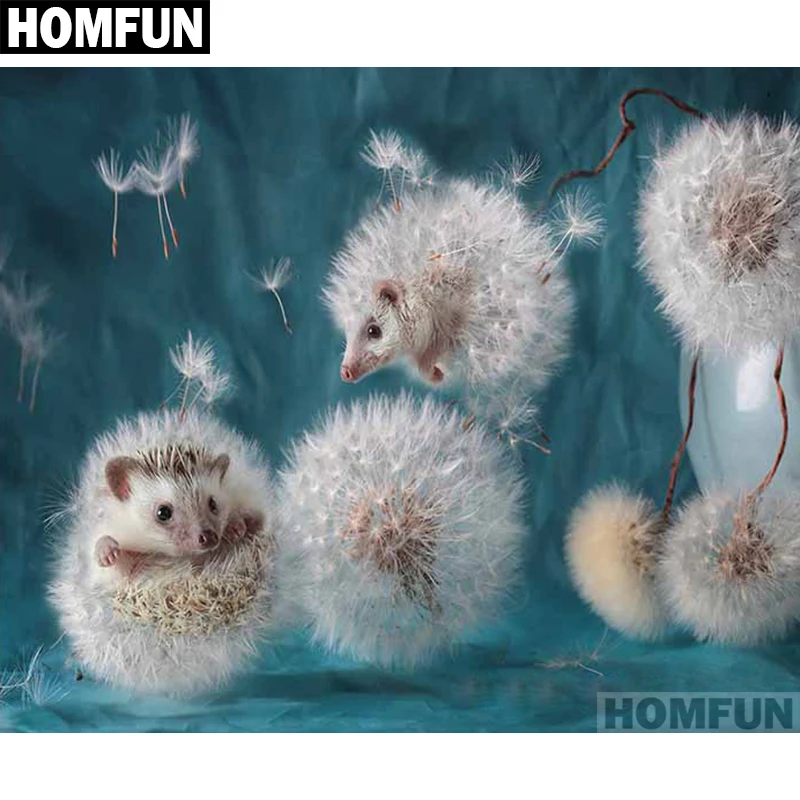 

HOMFUN Full Square/Round Drill 5D DIY Diamond Painting "Hedgehog dandelion" Embroidery Cross Stitch 5D Home Decor A01336