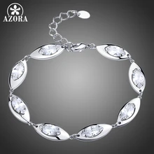 AZORA Marquise, прозрачный кубический цирконий, листья дерева, женские браслеты-цепочки для женщин, ювелирные изделия из белого золота TS0194