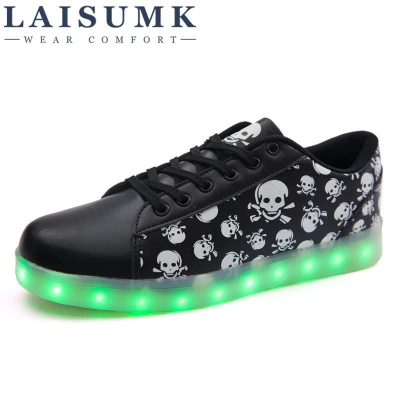 

2019 LAISUMK Men Shoes Size 35-46 Superstar Musical Note Glowing Tone LED Shoes USB Unisex Luminou Light Up Chaussures Hommes