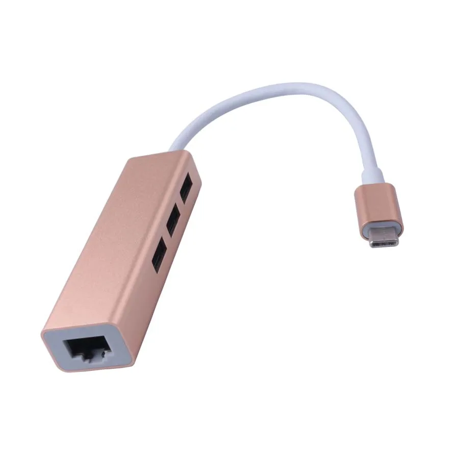 Elistooop Rj45 USB C Ethernet Lan адаптер 3 порта типа C Hub1000Mbps Gigabit Ethernet USB3.0 сетевая карта для MacBook