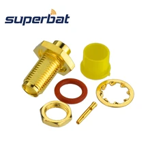 Superbat 10 шт. RF припой SMA разъем Джек Женский перегородки с уплотнительным кольцом для Полужесткий кабель. 141 '', RG402