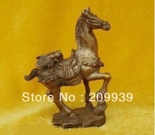 

00686 Small Chinese Bronze Cicada on Horse Figure Statue 2.2"H (A0314)