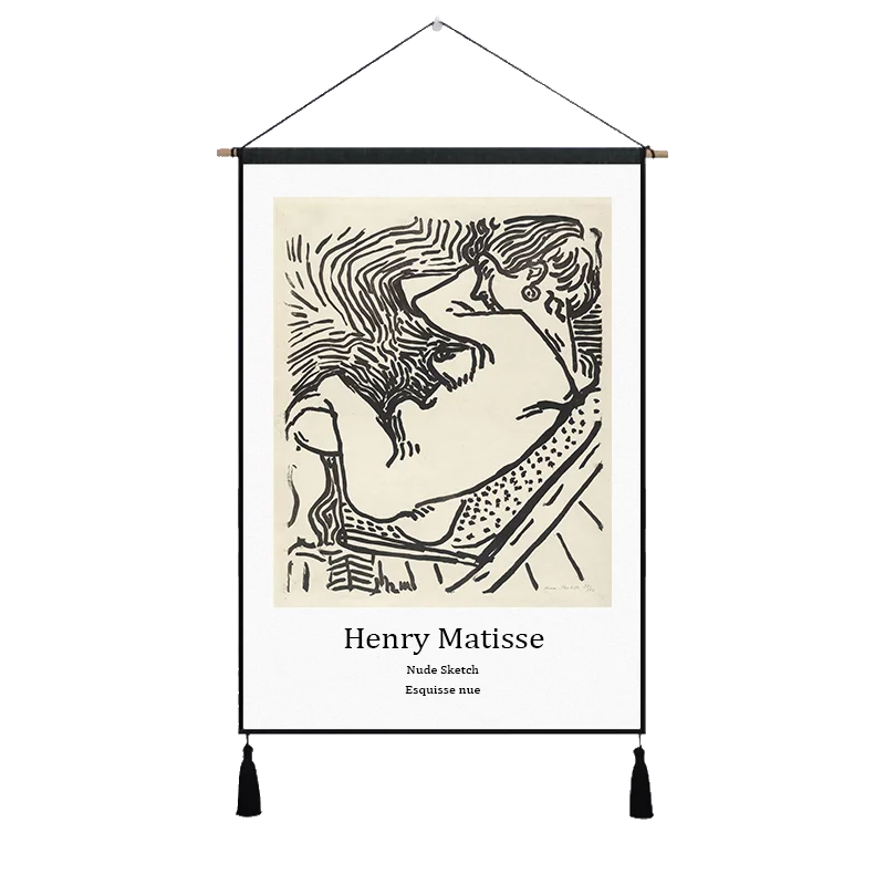 Nude Sketch Woman Girl Henry Matisse Fauvism Hanging Cloth Cotton Line Art Painting Poster Home Decor Wall Hanging Tapestry Gift Painting Calligraphy Aliexpress