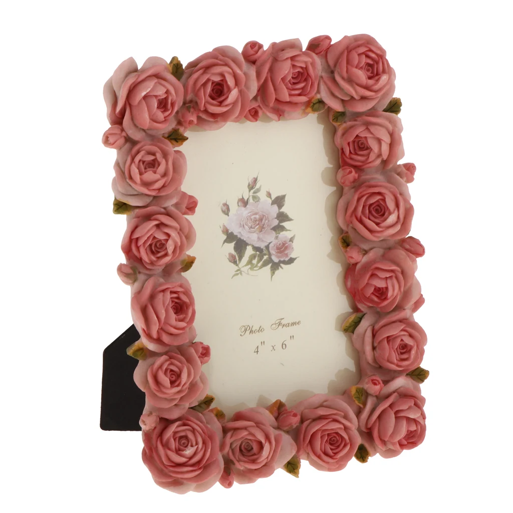 

Retro Resin Rose Flower Home Decor Photo Frame Picture Frame Pink 4'' X 6''