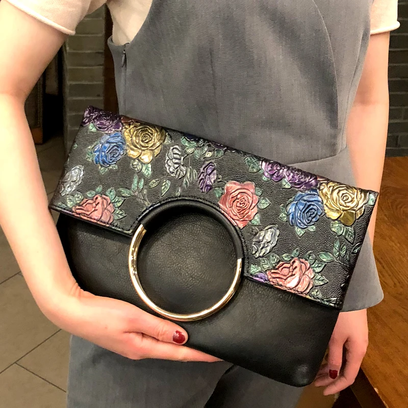 

Evening Bag Party Bags Handbag PU Leather Envelope Clutch Bag Luxury Soft Flower Print Handbag