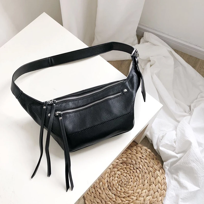 

WOONAM Women Fashion Handbag Top Hide Natural Genuine Calf Leather Waist Belt Bag WB1012