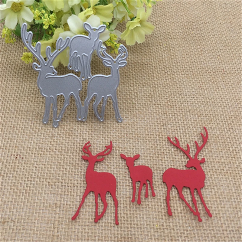 

Christmas Elk Cutting Dies Scrapbooking Metal Cutting Pressing Stencils Craft Dies For DIY Decorations Embossing