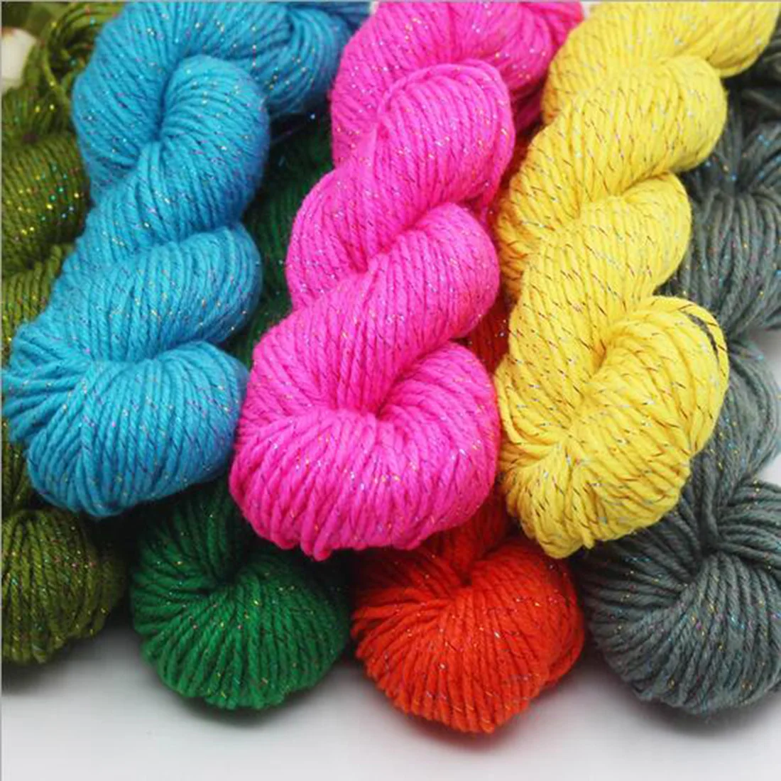 

Useful Muiltcolor Creative Natural Soft Acrylic Yarn Thick Yarn for Knitting Baby Wools Crochet Yarn Weave Thread With Gold Line