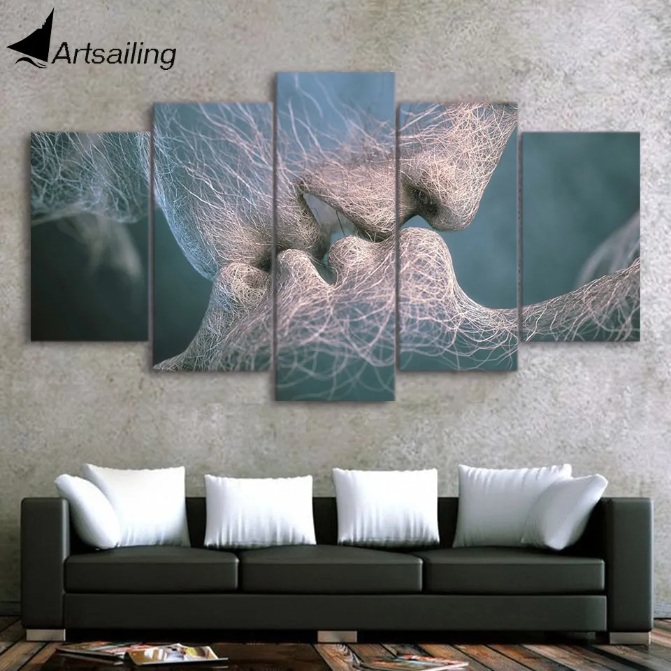 

HD Printed poster 5 piece canvas art abstract love kissing painting decor wall art decoration for living room ArtSailing ny-858