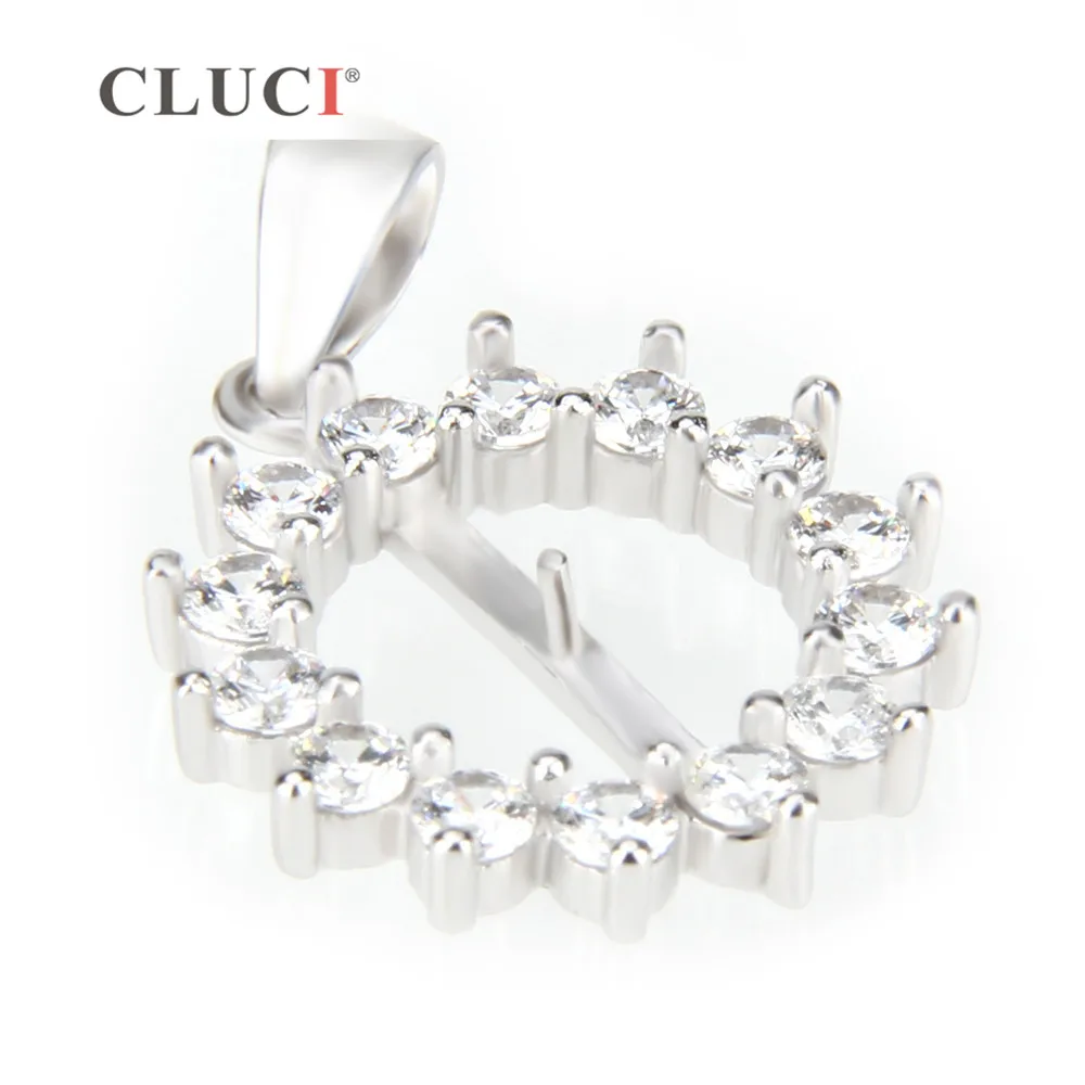 Round Silver 925 Pearl Pendant Mounting 925 Sterling Silver Charms Pendant for Necklace Jewelry CLUCI pendant necklace silver pendant silver necklace charms