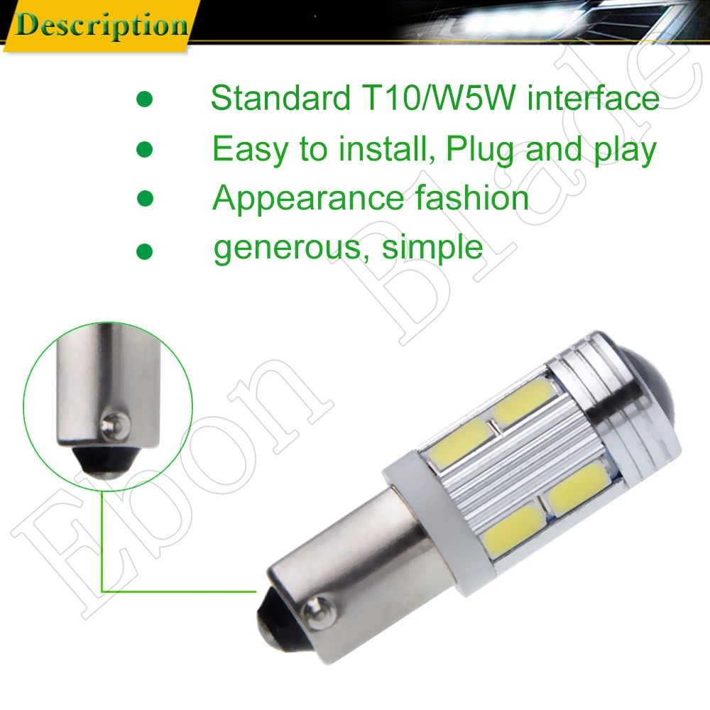 Светодиодный фонарь заднего хода H21W BAY9S BA9S T4W BAX9S H6W 5630 10SMD угловая лампочка