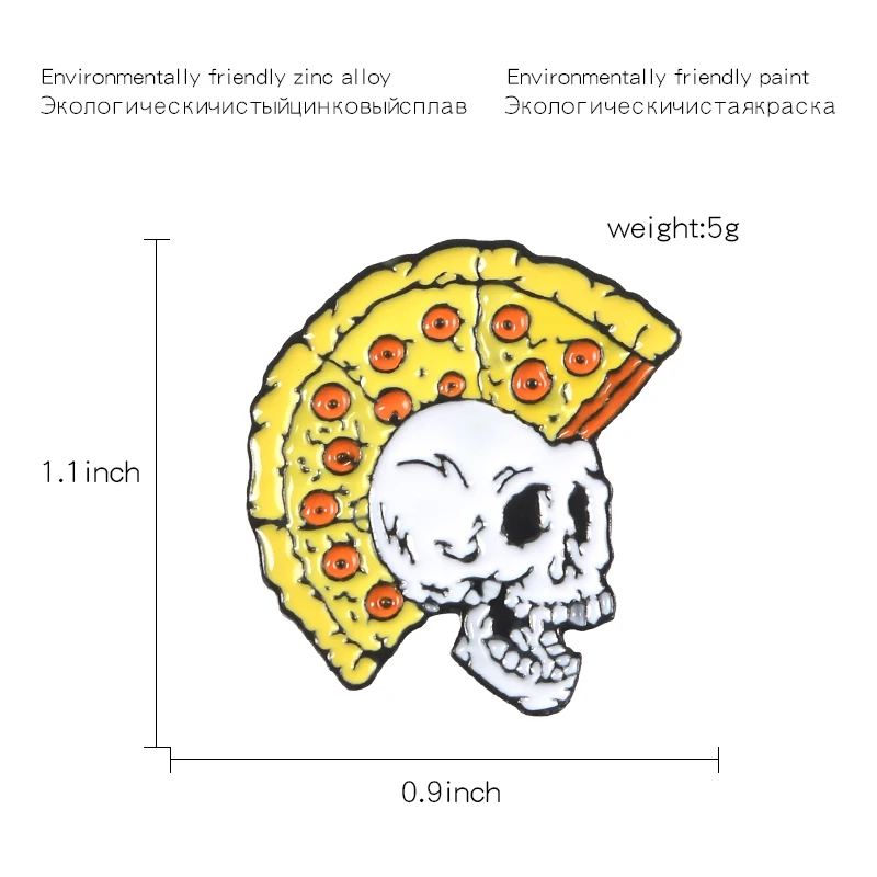Забавная булавка в виде пиццы, черепа, панк, Speci, для мужчин, Mohawk, скелет, карандаш, Палетка с кистью, эмалированные булавки, броши, значки, броши для крутых женщин и мужчин