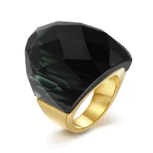 Meaeguet Elegante Personalidad de La Moda Grandes Anillos Para Las Mujeres 5 Colores Gran Piedra De Cristal Anillos de Bodas de la Joyería de Acero Inoxidable