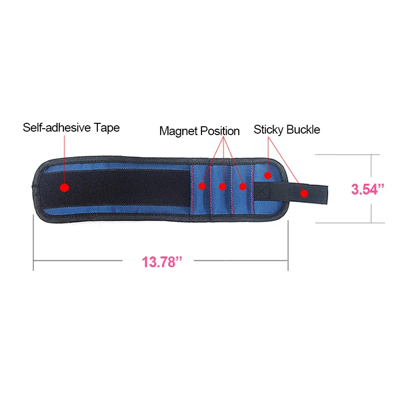 Модный прочный магнитный браслет Регулируемая опора для запястья полосы для саморезы гайки Болты держатель Сверла инструмент ремень LO88 - Цвет: Синий
