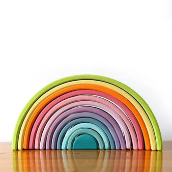 

Let's do it the Rainbow blocks Wooden Rainbow Nesting Puzzle Building Blocks Toys 2-4-6years wood toy Baby Toys