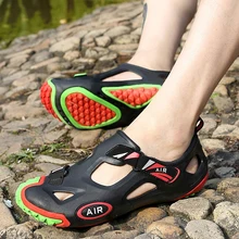 Дышащие Резиновые Нескользящие сабо для мальчиков, летние пляжные удобные туфли для мужчин, прогулочные спортивные уличные болотные туфли