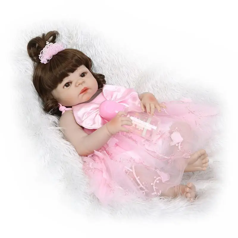 

22 Inch NPK Full Body Silicone baby Doll 56cm alive boneca lovely Girl princess bathable Dolls toys for children birthday Gift