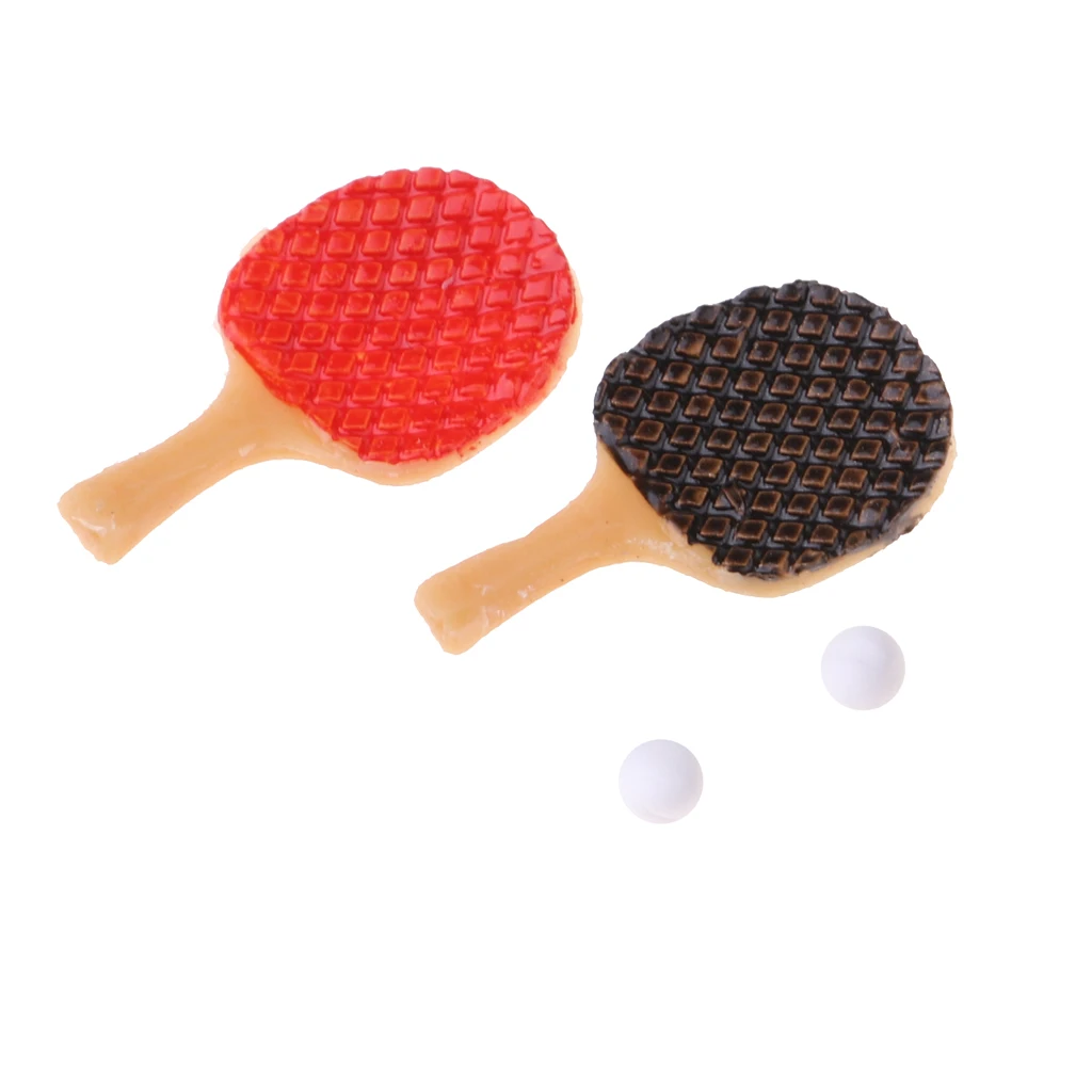 1/12 Plastic Table Tennis Ball Racket Set Dollhouse Miniature Life Scenes Accessory Sports Equipment Decor