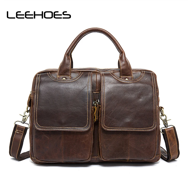 

2017 Top Cowhide Genuine Leather Men Bags Horizontal Square Casual Shoulder Men Messenger Bags for Men Business Zipper Handbags