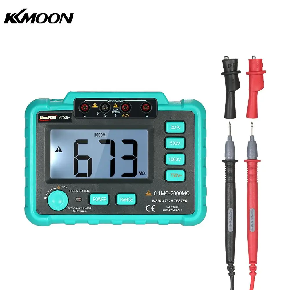 

WinsPEAK VC60B+ LCD Digital Insulation Resistance Tester Megohm Meter Megohmmeter DC250V/500V/1000V AC750V
