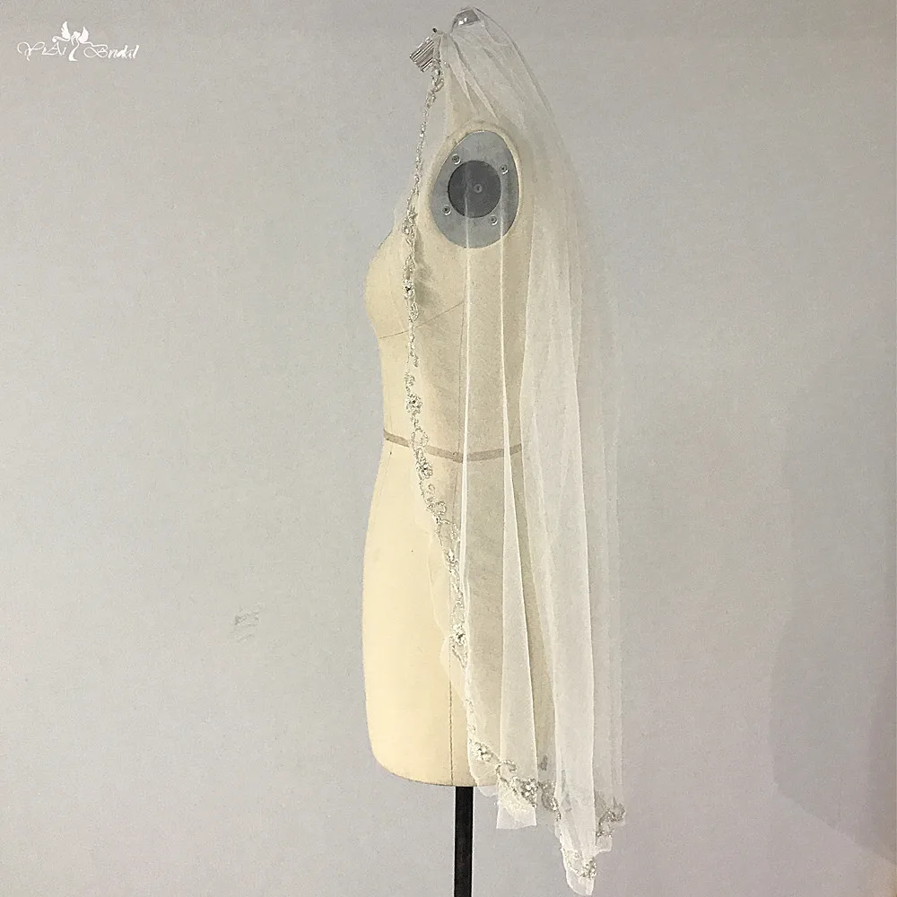 RSV128 Серебряная вышивка невесты Duvak аксессуары Mujer вело свадебная фата короткая с расческой