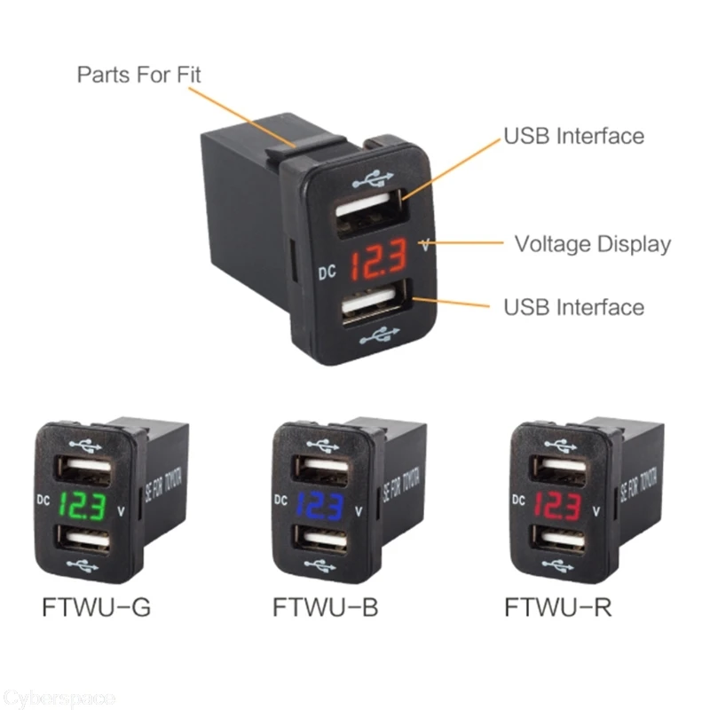 12 V المزدوج منافذ USB مأخذ شاحن السيارة الفولتميتر 4.2A الطاقة محول لتويوتا