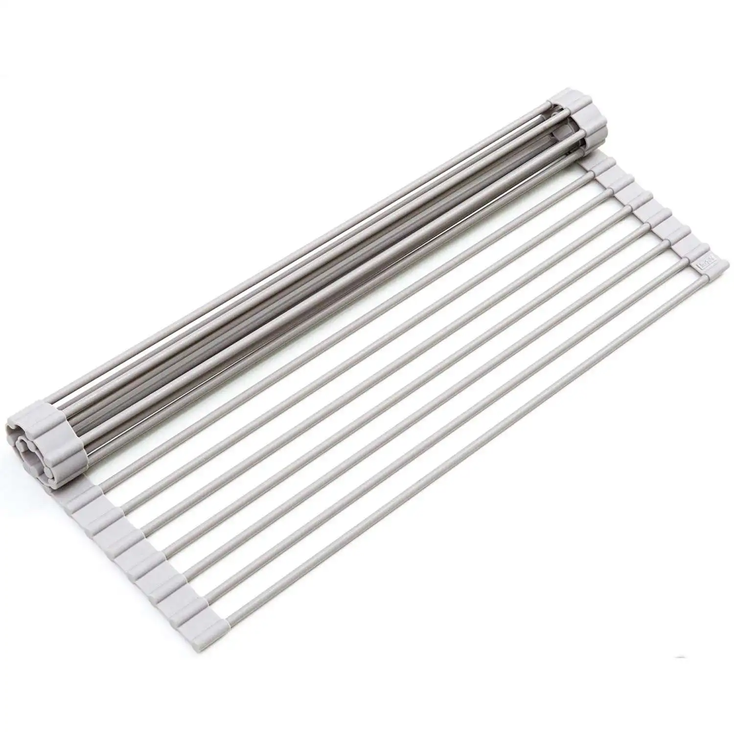 

Over The Sink Multipurpose Roll-Up Dish Drying Rack (Warm Gray,Large)