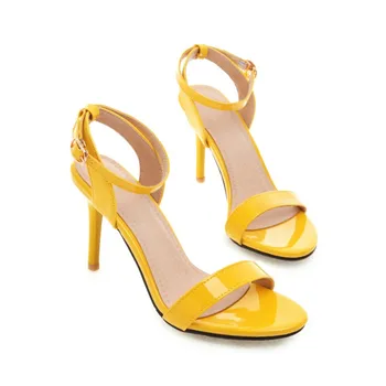 

Women's Sandals High Heels Summer Thin Heel PU Leather Open Toe Sexy Party Shoes Sandalia Feminina 30--50Size