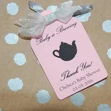 Заказной ребенок Заваренный Чай Вечерние Baby shower подарочные бирки Добро пожаловать спасибо сувенирные этикетки крещение день рождения заказ карты