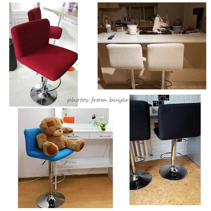 

Low Back Bar Chair Cover Elastic Solid Color Short Back Dining Hotel Anti-Dirty Removable Office Bar Chair Stretch Covers