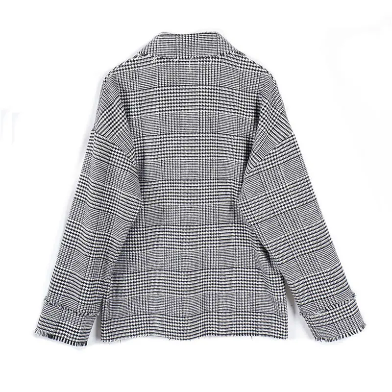 2019 Pleine Manteau Décontracté xitao Fsahion Corée Turn Grey Lyh3182 Femelle Plaid Poitrine Ample Unique Manches Printemps Nouveau down Veste Collar Sn8dwgq