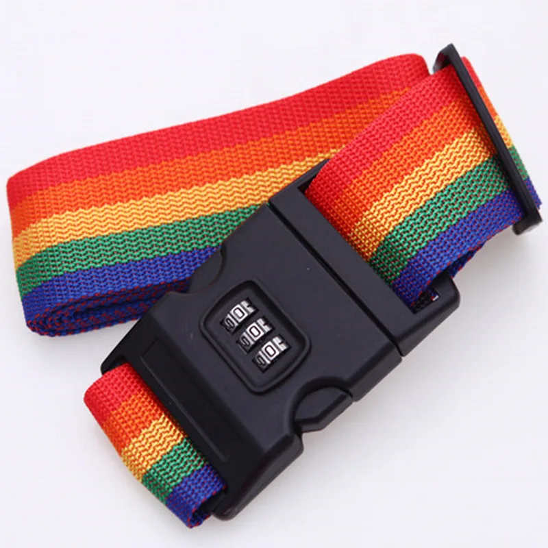 Travel Luggage Baggage Bag Security Dial Lock Belt Suitcase Rainbow Strap
