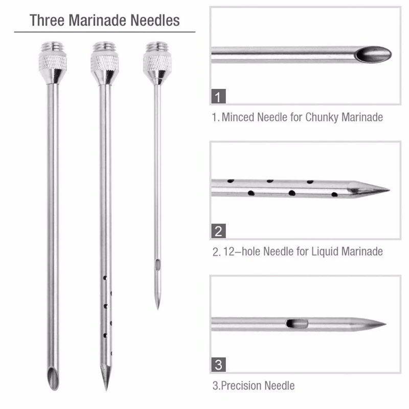Новинка, 2 унции, инжектор мяса, шприц для птицы, маринада, ароматизатор, инжектор для мяса, приправа, инжекторы, набор для барбекю, кухонные инструменты с 3 иглами