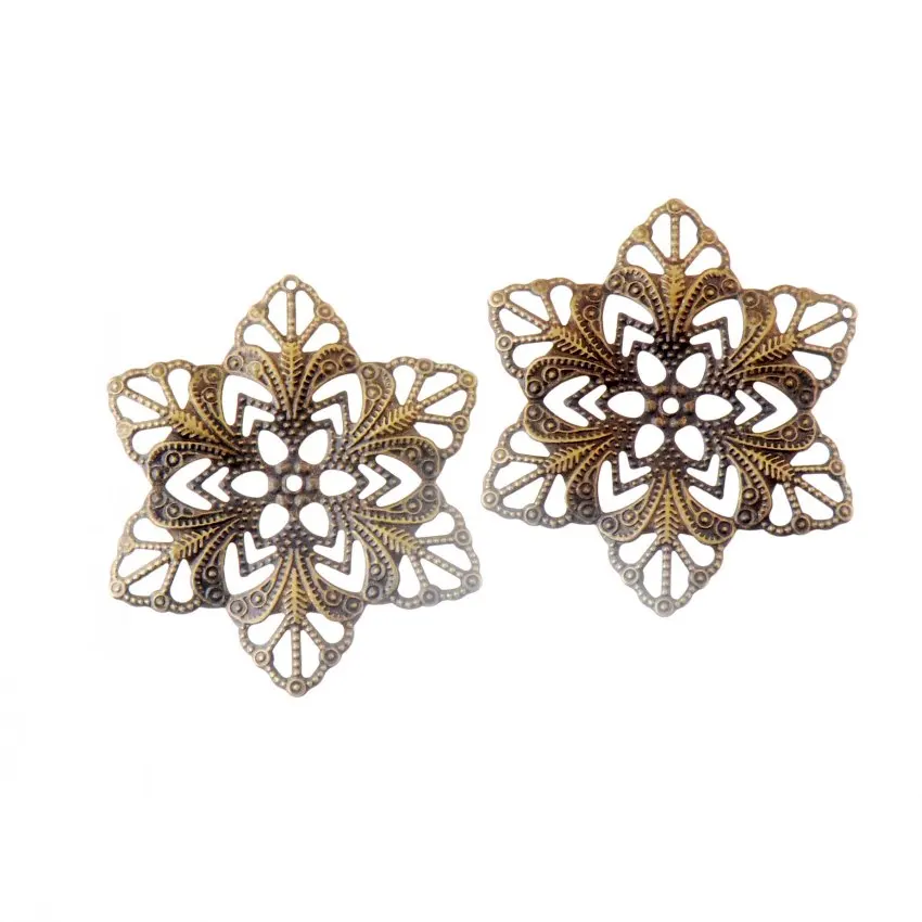 MIAOCHI 5Pcs Antique Bronze Filigree Flower Wraps Connectors Metal Crafts Decoration DIY Findings 57mm F0351 | Украшения и